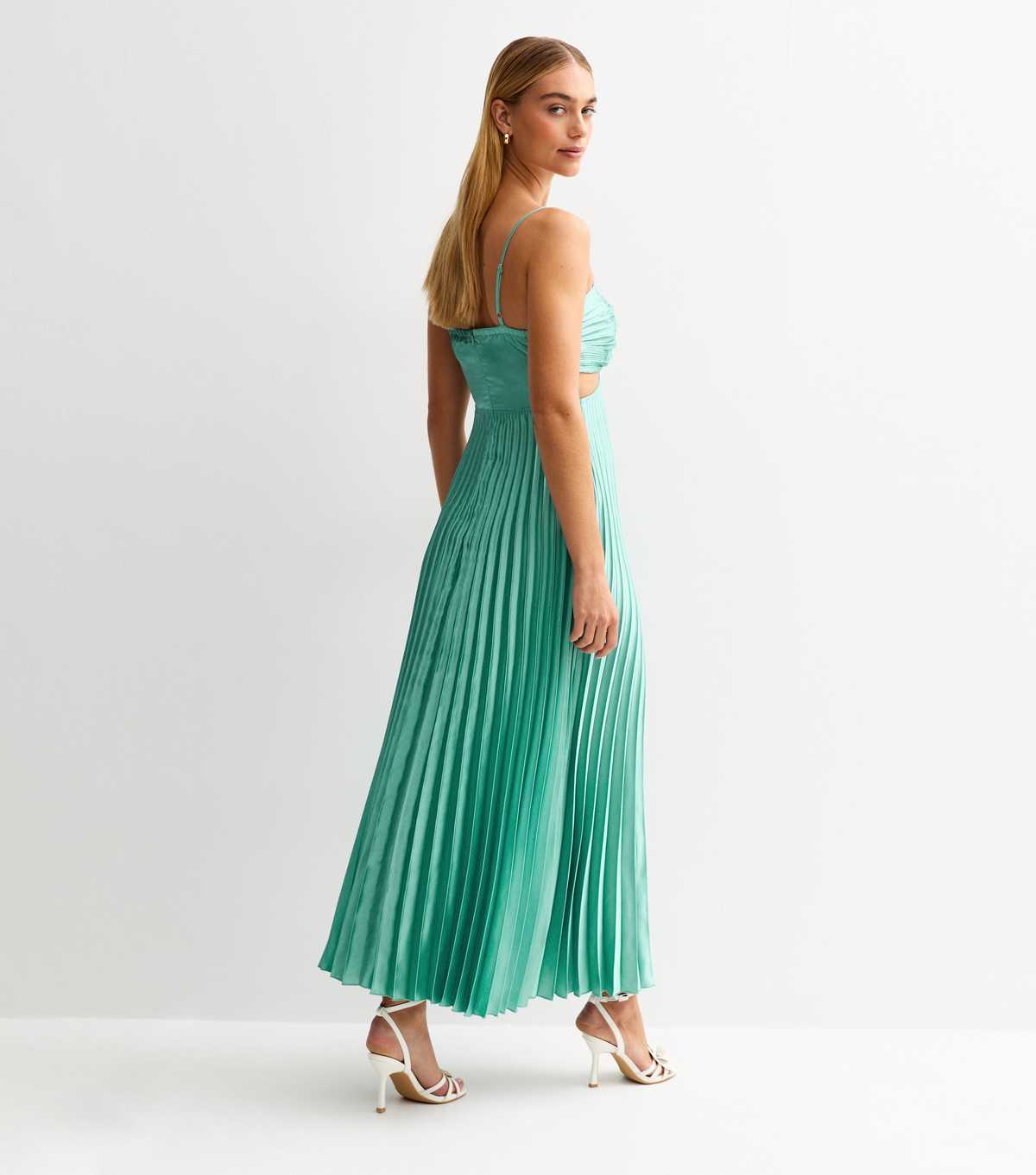 Blue Plissé Midi Dress